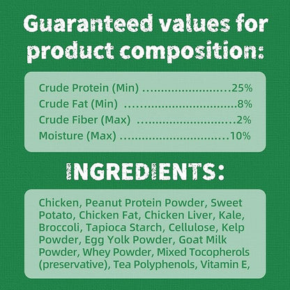 Just Try 16 OZ Kale & Spinach Cat Treats for Indoor Cats, Gluten Free, Low-Calorie Healthy Cat Snacks, Plant-Based Fiber-Rich Natural Chicken Flavor Training Treats