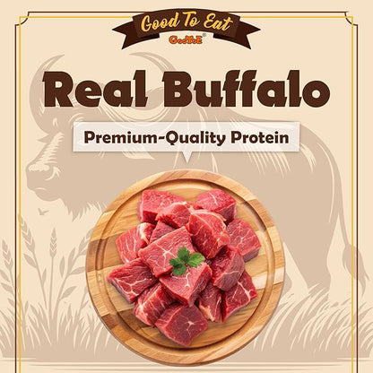 Gootoe Buffalo Dog Treats, Buffalo Bites Bone Shaped 8oz - Natural Low-Fat Chews for Training & Rewards, Limited Ingredient, Resealable Bag, Perfect for Small Dogs & Puppies