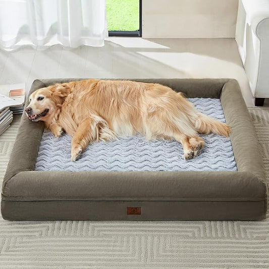 WNPETHOME XXXL Big Dog Bed, Washable Dog Couch with Removable Waterproof Cover, Orthopedic Large Pet Sofa Bed with Bolster Sides for Sleeping