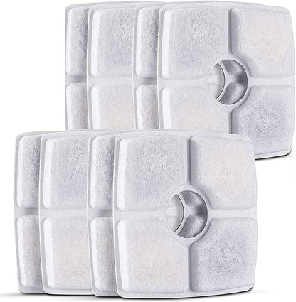 Cat Water Fountain Filters,8 Pack Replacement Filter Fit for Top Square 84oz/2.5L Cat Pet Fountain, 3 Filtration System