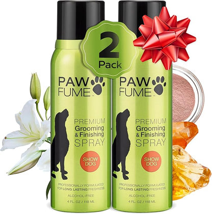 Paw Fume Dog Perfume Spray Long Lasting Scent for Grooming, Show Dog, 2-Pack – Keep Your Pup Fresh All Day – Hypoallergenic, Alcohol-Free, Detangling Formula – Moisturizing Pet Cologne Spray for Dogs