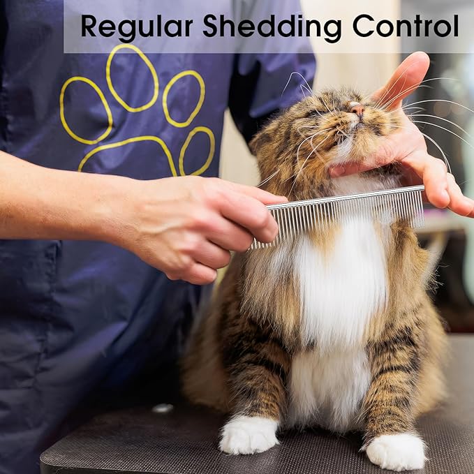 BEVTEE Dog Combs for Grooming Matting, 3 Pack Metal Comb for Pet Cat Greyhound Poodle Doodle, Removing Tangles & Knots, 6.3"/7.4"