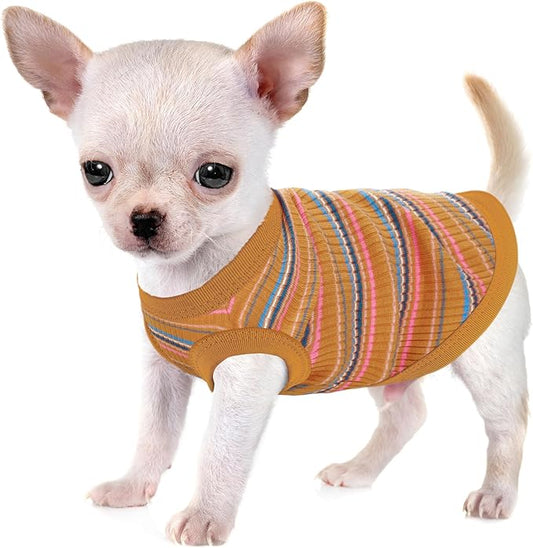 Elevate Your Pet's Comfort and Fashion: Premium 100% Cotton Rib Dog Shirt Vest for Small Breeds Like Chihuahuas, Yorkies, and Puppies .Year-Round Style with Tank-Style Puppy Attire Ginger XX-Small