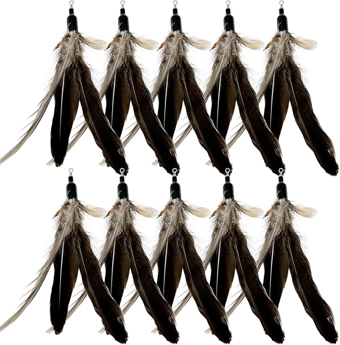 Cat Feather Toys Refills, 10 Pieces Natural Da Bird Feathers Refills, Cat Wand Replacement Feathers for Cat Toy