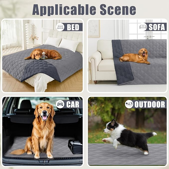 Smiry Waterproof Dog Bed Cover Blanket 52x82, Soft Reversible Pet Blanket, Washable Leakproof Cats Dogs Couch Cover for Sofa, Couch, Furniture, Lattice, Grey/Dark Grey