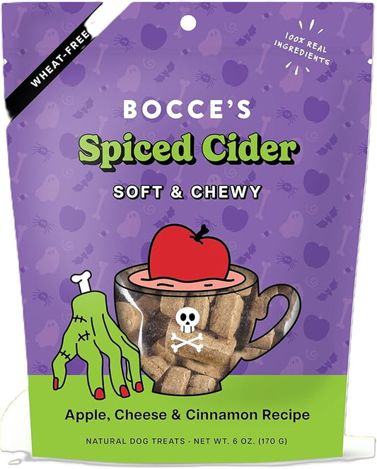 Bocce's Bakery Spiced Cider All-Natural Soft & Chewy Halloween Dog Treats - Wheat-Free Everyday Cookies for Dogs, Made with Real Ingredients & Baked in The USA – Apple & Cinnamon Flavored (6 oz Bag)