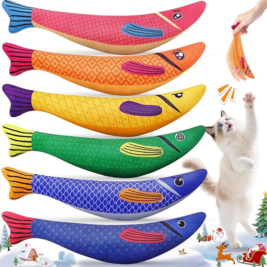 Cat Toys for Indoor Cats, 6 Pack Interactive Catnip Toys for Bored, Kitten Kicker Toy for Kitty with Sound, Cat Chew Toys for All Breeds