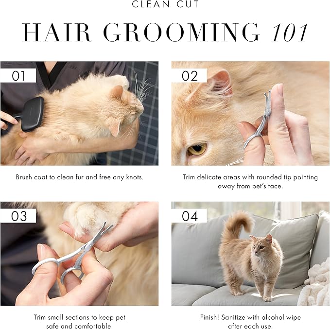 Tweezerman Pet Grooming Scissors, Stainless Steel Rounded Tip Trimming Shears for Dogs and Cats