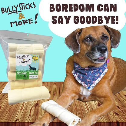 BULLYSTICKS & MORE 6 Inch Beef Cheek Rolls for Dogs (6" Extra Thick - 3 Count) - Beef Cheek Bones for Dogs - Dog Parents Choice - Premium No Hide Rolls