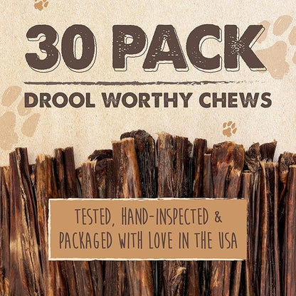 Mighty Paw - Beef Gullet Sticks for Dogs (6 Inch - 30 Pack) | Premium Beef Esophagus Treats. Gullet Sticks, Ideal for Large and Small Breeds Teething and Light Chewing. Rawhide Free, Bulk Dog Chews