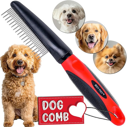 Poodle Comb with Rotating Teeth - 5-in-1 Dog Dematting Tool - Used for Small Size Breeds and Puppies - Cat Comb for Shedding and Deshedding