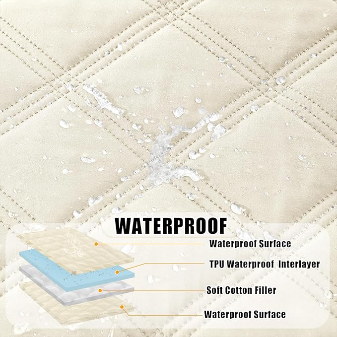 Smiry Waterproof Dog Bed Cover Blanket 30x70, Soft Reversible Pet Blanket, Washable Leakproof Cats Dogs Couch Cover for Sofa, Couch, Furniture, Lattice, Beige/Beige