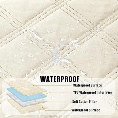 Smiry Waterproof Dog Bed Cover Blanket 30x70, Soft Reversible Pet Blanket, Washable Leakproof Cats Dogs Couch Cover for Sofa, Couch, Furniture, Lattice, Beige/Beige