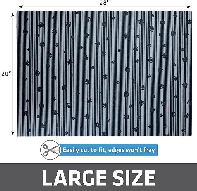 Drymate Original Cat Litter Mat, Contains Mess from Box, Protects Floors, Urine-Proof, Machine Washable, Soft on Kitty Paws, Absorbent, Waterproof (USA Made, Recycled Content) (20”x28”)(GreyStripePaw)