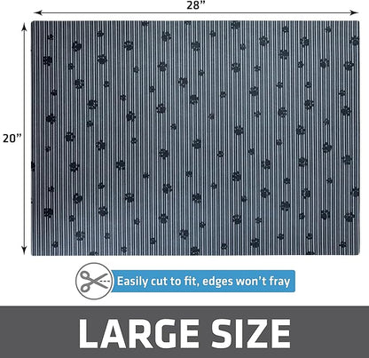 Drymate Original Cat Litter Mat, Contains Mess from Box, Protects Floors, Urine-Proof, Machine Washable, Soft on Kitty Paws, Absorbent, Waterproof (USA Made, Recycled Content) (20”x28”)(GreyStripePaw)