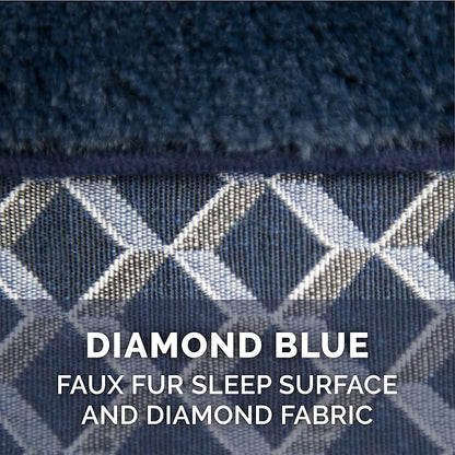 Furhaven Orthopedic Dog Bed for Large Dogs w/ Removable Bolsters & Washable Cover, For Dogs Up to 125 lbs - Plush & Woven Decor Comfy Couch Sofa - Diamond Blue, Jumbo Plus/XXL