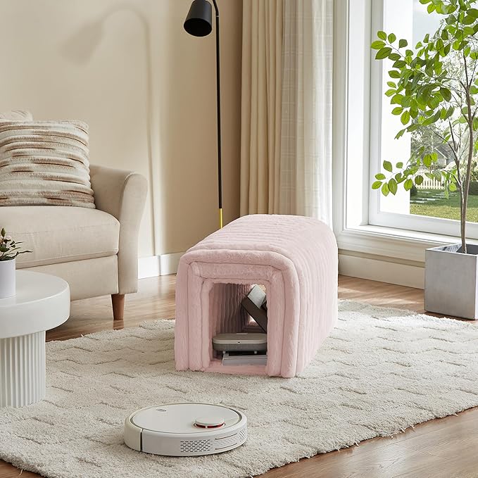 Storage Bench Pet Supplies Corduroy Bench Cat's nest to Hide for The Living Room, Entryway and Bedroom (Pink)