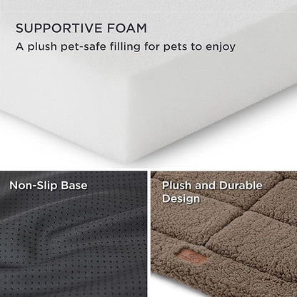 Bedsure Washable Dog Crate Bed for Large Dogs, Soft Foam Floor Pet Mat, Versatile Lightweight Pet Crate Pad for Cages