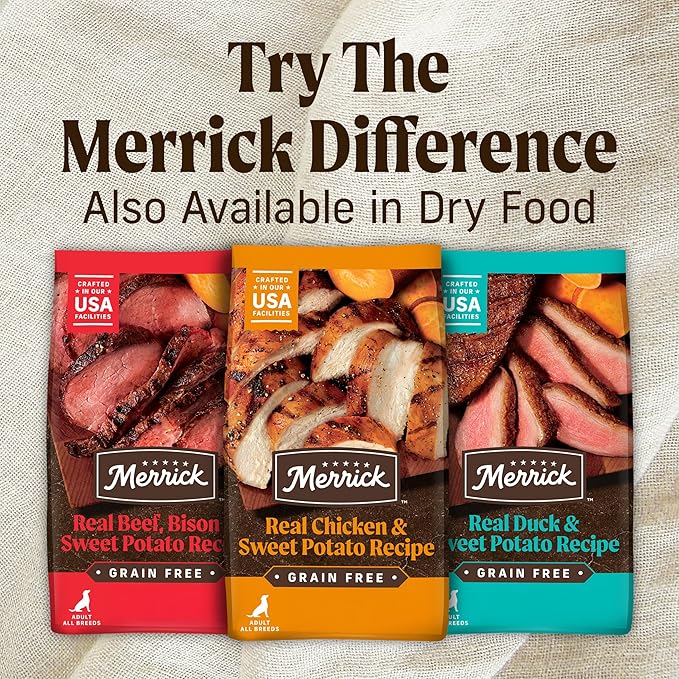 Merrick Grain Free Premium and Natural Canned Dog Food, Soft and Healthy, Real Beef and Chicken Variety Pack - (Pack of 1) 9.5 lb. Cans