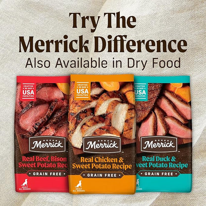 Merrick Grain Free Premium and Natural Canned Dog Food, Soft and Healthy, Real Beef and Chicken Variety Pack - (Pack of 1) 9.5 lb. Cans