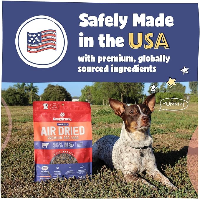 Pawstruck Air Dried Dog Food with Real Beef, Grain Free, Made in USA, Non-GMO, Vet Recommended, High Protein Limited Ingredient Full-Feed, All Breeds & Ages, 2.5oz Trial Bag