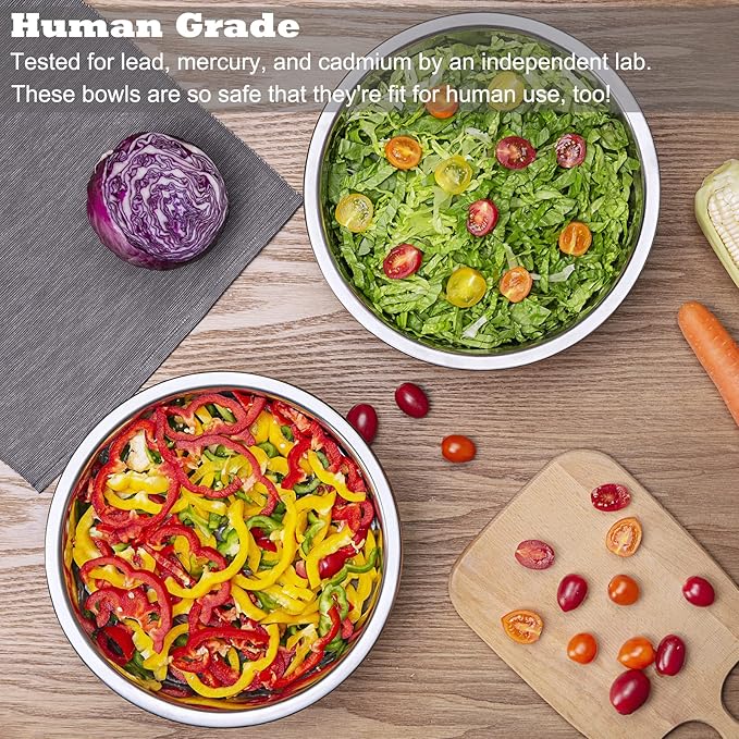 Large Dog Water Bowl 2 Pack, 1 Gallon 128oz Stainless Steel Extra Large Dog Food Bowl for Big Giant Dogs, Aqua