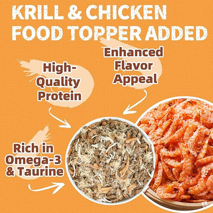 Just Try 16 OZ Krill & Chicken Cat Treats - Freeze-Dried Shrimp Snacks with Omega-3, Crunchy Cat Treats for Skin & Coat Health, Dental Care & Training Treats