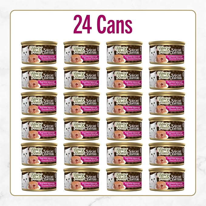 Purina Fancy Feast Savory Centers With Salmon Wet Cat Food Pate with Gourmet Gravy Center - (Pack of 24) 3 oz. Cans