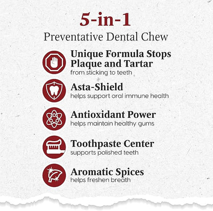 Ark Naturals Protection+ Brushless Toothpaste – Large Breeds, 18oz Bag – Dog Dental Chew with Toothpaste Center – Prevent Plaque & Tartar and Freshen Breath with Dental Chews for Dogs