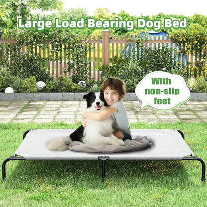 Simple Trending Raised Bed for Extra Large Dog, Waterproof XL Pet Cot, Breathable Big Bed Load 400lb, Grey