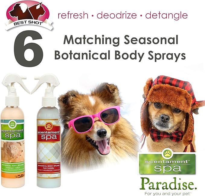 Best Shot Scentament Spa Botanical Body Splash, Detangler Spray, Body Spray for Pets, Cat and Dog Cologne Spray, Mango Maui, 8 Oz.