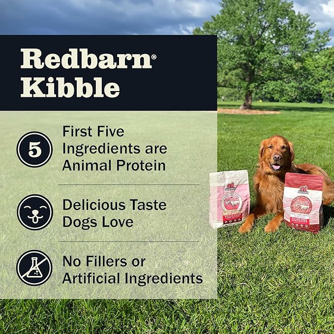 Redbarn Whole Grain Adult Dry Dog Food Kibble - Land Beef Recipe - Made in USA No Chicken Recipe with Functional Ingredients to Support Healthy Heart, Skin, Coat, Immunity & Digestion - 4lb