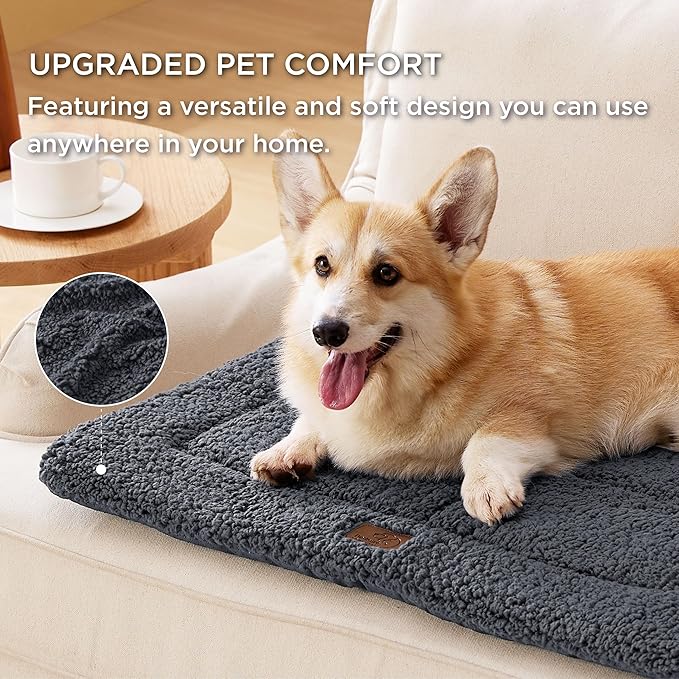 Bedsure Washable Dog Bed for Large Dogs, Soft Foam Floor Pet Mat, Lightweight Travel Flat Puppy Mattress for Indoor Pet