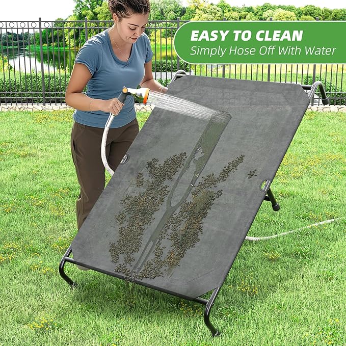 Simple Trending Raised Bed for Extra Large Dog, Waterproof XL Pet Cot, Breathable Big Bed Load 400lb, Black