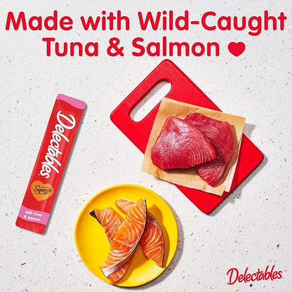 Hartz Delectables Squeeze Up Interactive Lickable Wet Cat Treats for Adult & Senior Cats, Tuna & Salmon, 4 Count(Pack of 8)