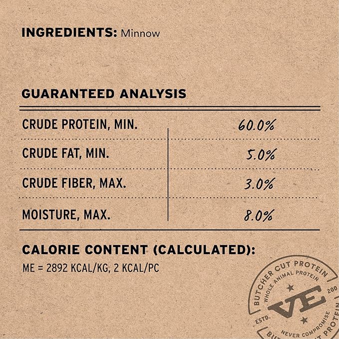 Vital Essentials Minnows Cat Treats, 0.5 oz | Freeze-Dried Raw | Single Ingredient | Grain Free, Gluten Free, Filler Free