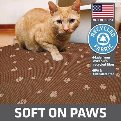 Drymate XL Original Cat Litter Mat, Contains Mess from Box, Protects Floors, Urine-Proof, Machine Washable, Soft on Kitty Paws, Absorbent, Waterproof (USA Made, Recycled Content)(28”x36”)(BrownTanPaw)
