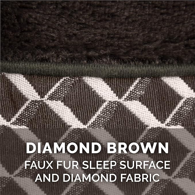 Furhaven Orthopedic Dog Bed for Large Dogs w/ Removable Bolsters & Washable Cover, For Dogs Up to 125 lbs - Plush & Woven Decor Comfy Couch Sofa - Diamond Brown, Jumbo Plus/XXL