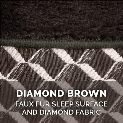 Furhaven Orthopedic Dog Bed for Large Dogs w/ Removable Bolsters & Washable Cover, For Dogs Up to 125 lbs - Plush & Woven Decor Comfy Couch Sofa - Diamond Brown, Jumbo Plus/XXL