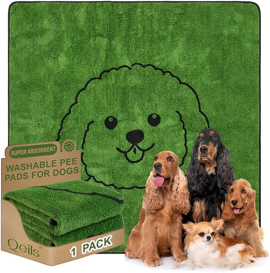 Qeils Reusable Puppy Pads, Extra Large Washable Pee Pads for Dogs Durable Absorbent Leakproof Dog Training Pads for Floor,Couch, Bed, Non-Slip Wee Wee Pads Potty Pads 72"x72"