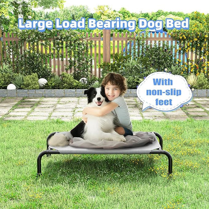 Simple Trending Elevated Dog Bed, Waterproof Small Pet Cot, Breathable Cooling Raised Pet Bed for Small Dogs Breeds Load 200lb, 36.5" x 22.5", Grey
