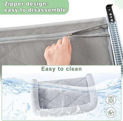 Sunhoo Cat Window Perch Hammock Sturdy Windowsill Bed Seat for Large Cats No Drilling No Suction Adjustable Kitty Shelf with Washable Cover Easy Assembly Holds up to 40 lbs 22.05 * 15 in (Grey, S)