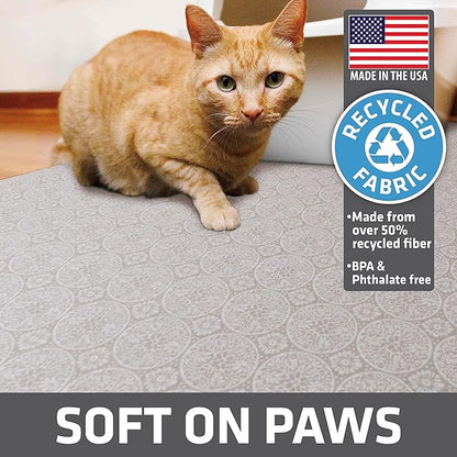 Drymate XL Original Cat Litter Mat, Contains Mess from Box, Protects Floors, Urine-Proof, Machine Washable, Soft on Kitty Paws, Absorbent, Waterproof (USA Made, Recycled Content) (29”x36”)(Tan Global)