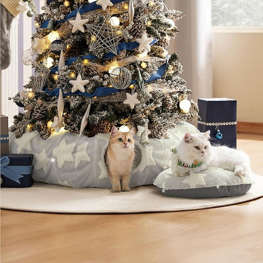 Lesure Cat Tunnel Bed for Indoor Cats - Cute Cat Donut Tunnel Toys for Small Large Cats with Washable Circle Cushion, Round Pet Peekaboo Cave Toy for Kitten/Puppy/Rabbit, Standard Galaxy Grey