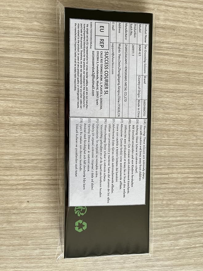 HASHIMOTO Dog Scissors for Grooming, Curved Dog Grooming Scissors with Safety Round Tips, 6.5 inch, Curved Blade, Light Weight, No Stabbing with Blunt Tip.