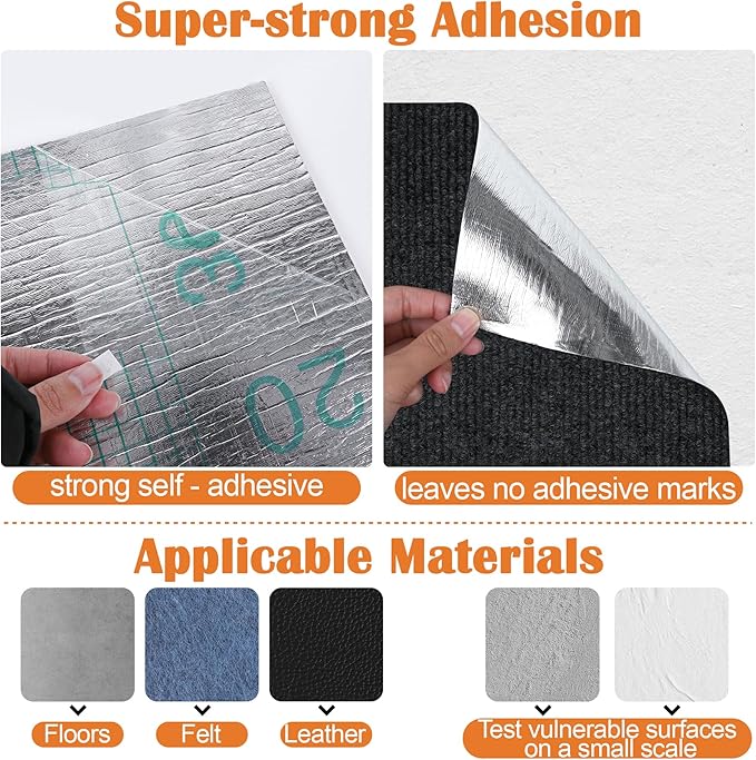 Cat Scratch Furniture Protector - 138" x 17" Trimmable Self-Adhesive Cats Claws Scratch Pads, DIY Cat Climbing Couch Protector for Scratch Post Cat Tree Replacement Indoor (Black)