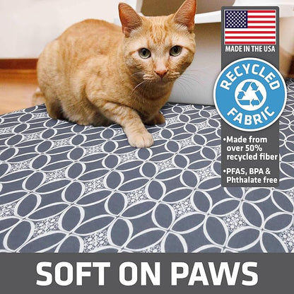 Drymate XL Original Cat Litter Mat, Contains Mess from Box, Protects Floors, Urine-Proof, Machine Washable, Soft on Kitty Paws, Absorbent, Waterproof (USA Made, Recycled Content)(29”x36”)(Indigo Grey)