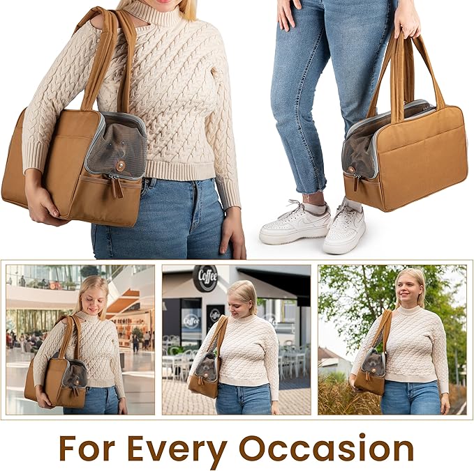 Dog Purse Carrier for Small Dogs – Cotton Padded Interior, Multiple Pockets, Breathable Mesh & Comfortable Strap – Durable Polyester Travel Bag, Lightweight Cat Carrier - Versatile Small Pet Bag