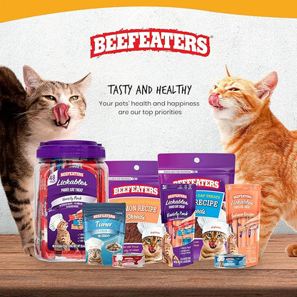Beefeaters Cat Treats Lickable Puree 1.59oz (12-Pack) – Chicken, Grain-Free, Taurine-Enriched, Ideal for Training & Interactive Feeding