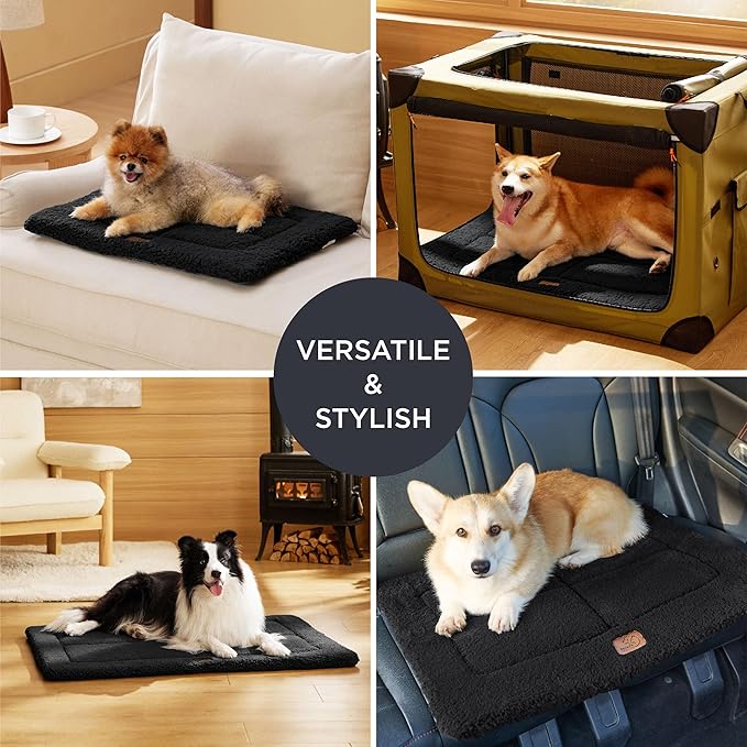 Bedsure Washable Dog Crate Bed for Medium Dogs, Soft Foam Floor Pet Mat, Versatile Lightweight Pet Crate Pad for Kennel